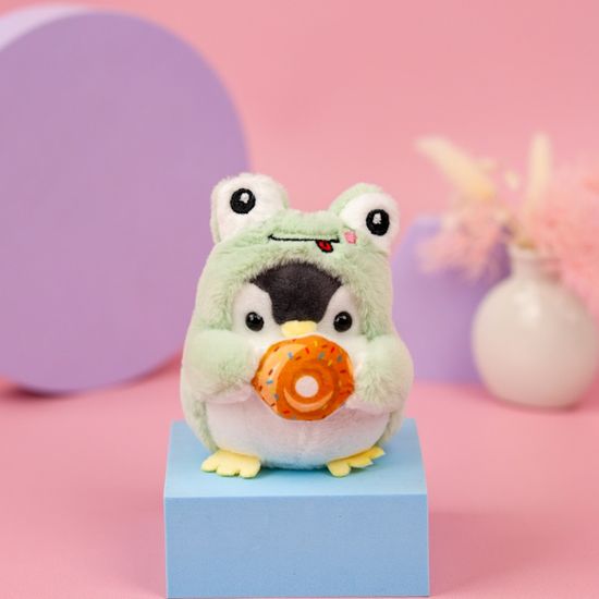 Мягкий брелок Пингвин в костюме лягушки, 10 см