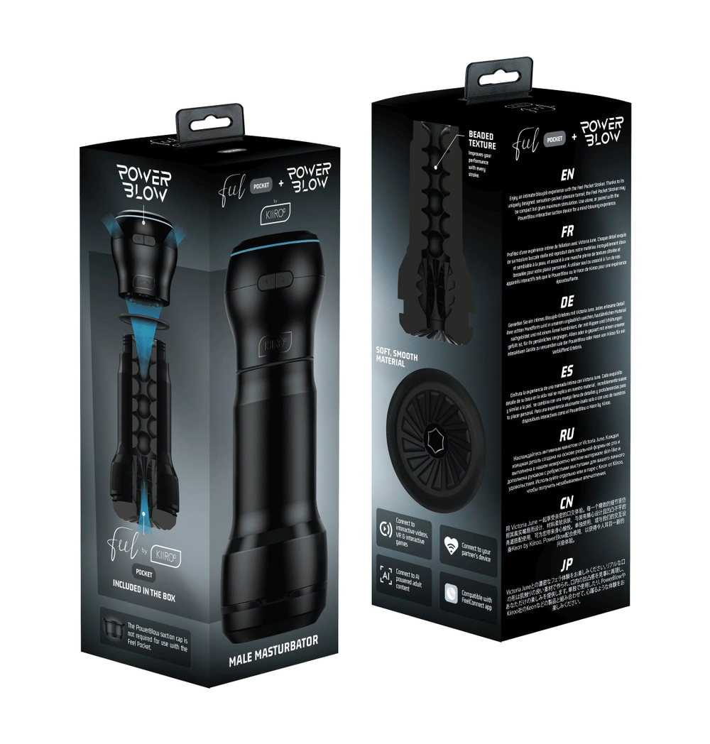 Ченый мастурбатор с интерактивная насадкой PowerBlow & Feel Pocket Stroker
