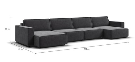 П-образный диван Босс Софт Модуль Вельвет Корд графит