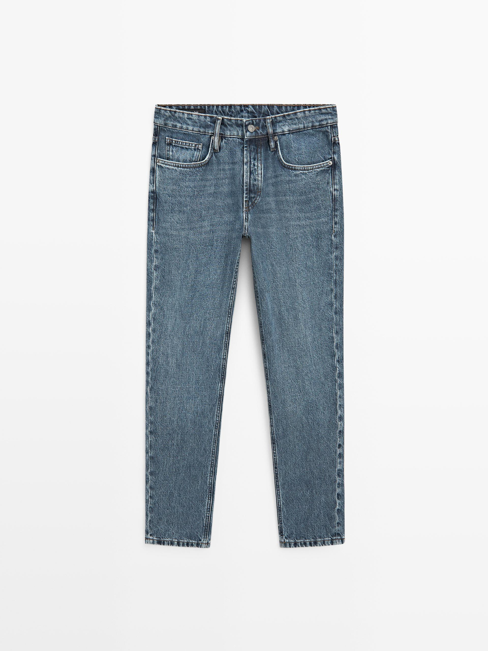 Massimo Dutti Укороченные джинсы зауженного кроя, глубокий синий