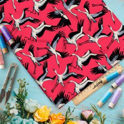 Ткань Барби стая журавлей