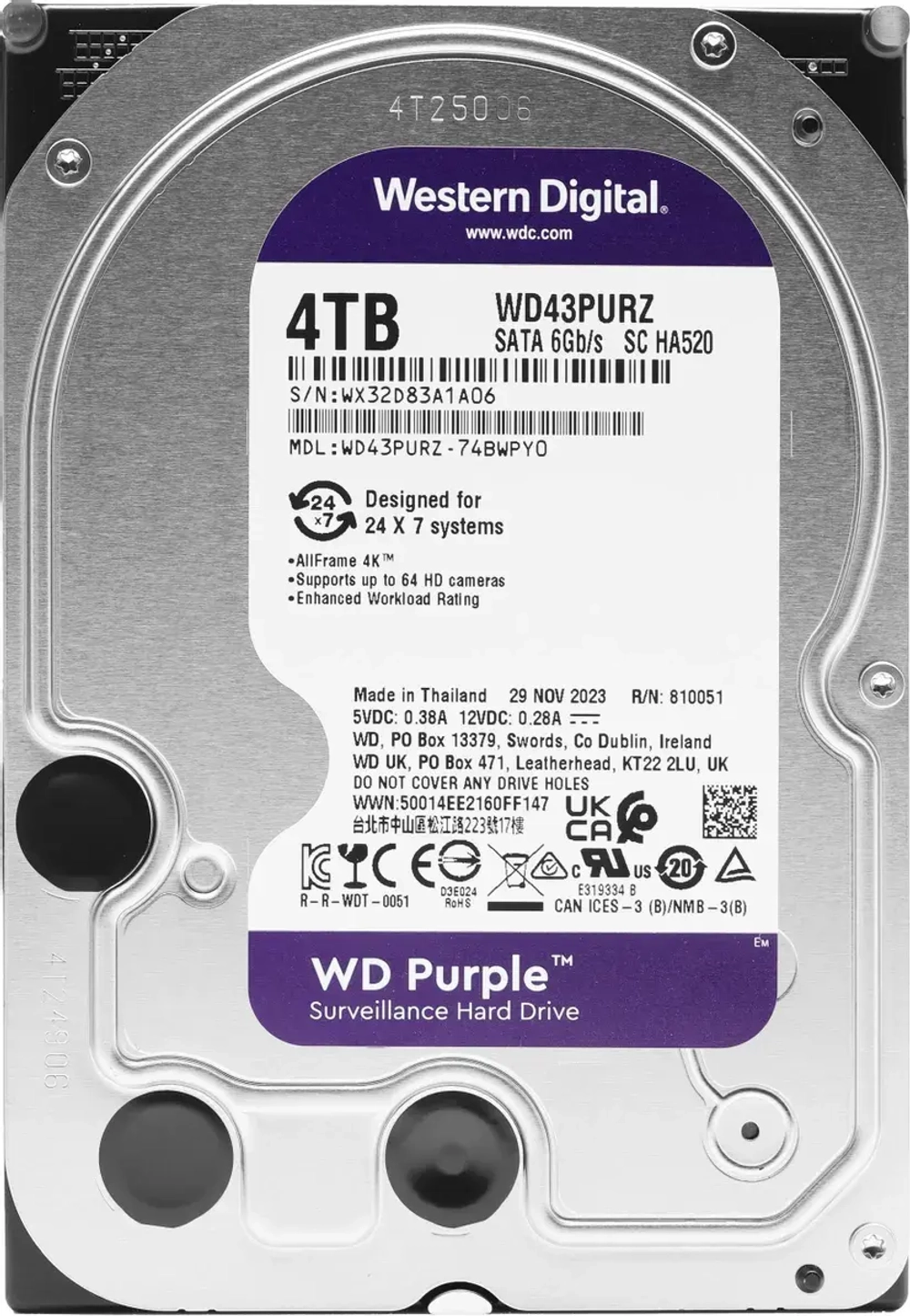 Жесткий диск WD Purple 4TB