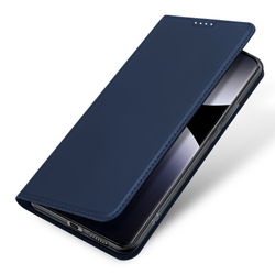 Чехол книжка из PU кожи синего цвета от Dux Ducis для Xiaomi Redmi Note 14 Pro 4G, серия Skin Pro Series Case