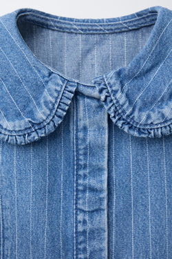 ZARA ДЖИНСОВОЕ ПЛАТЬЕ В ПОЛОСКУ, ВЫЦВЕТШИЙ СИНИЙ