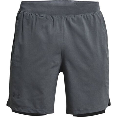 Мужские теннисные шорты Under Armour Men's UA Launch Run 2N1 Shorts - pitch gray/black