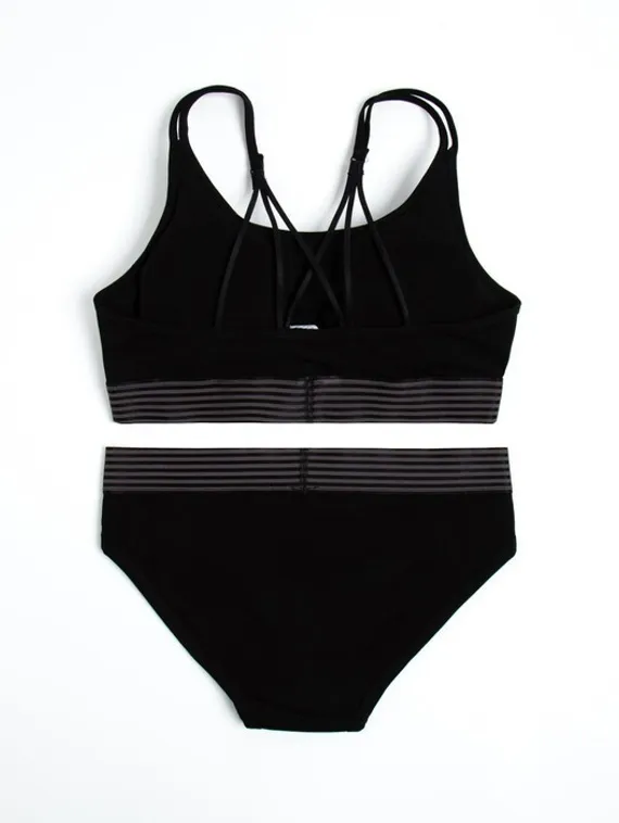 Комплект женский (топ с тонкими лямками, трусы), цвет чёрный МИКС, размер 44-46