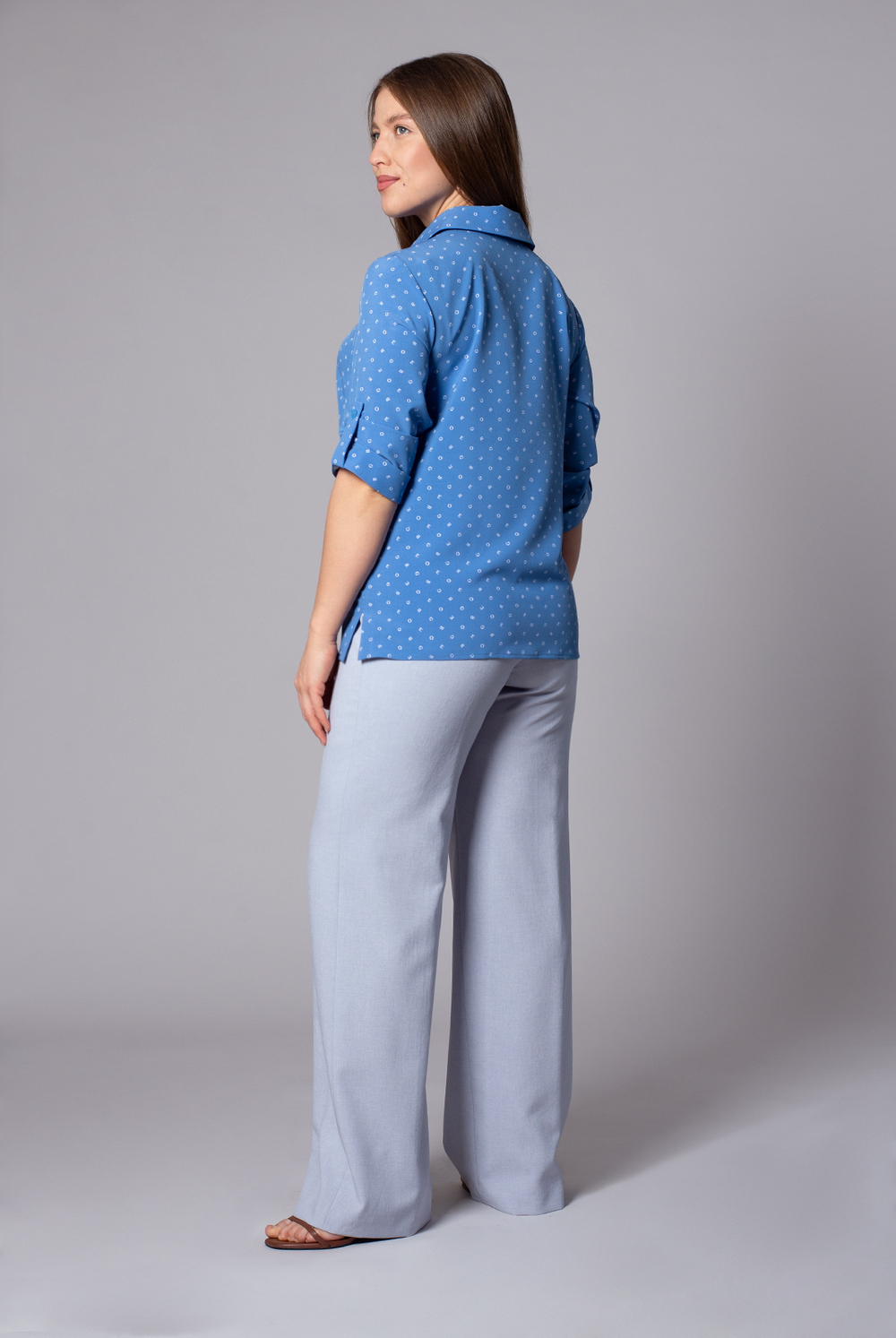 Блузка женская 2330ЮП, голубой алфавит #176Гоа092330ЮП