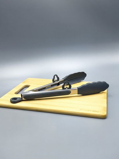 Щипцы силиконовые 23 см. Kamille КМ 7511 с ручками из нержавеющей стали