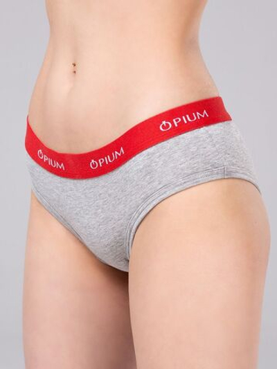 Трусы-слип с заниженной талией из хлопка с эластаном (Размер: M) (Цвет: серый меланж)