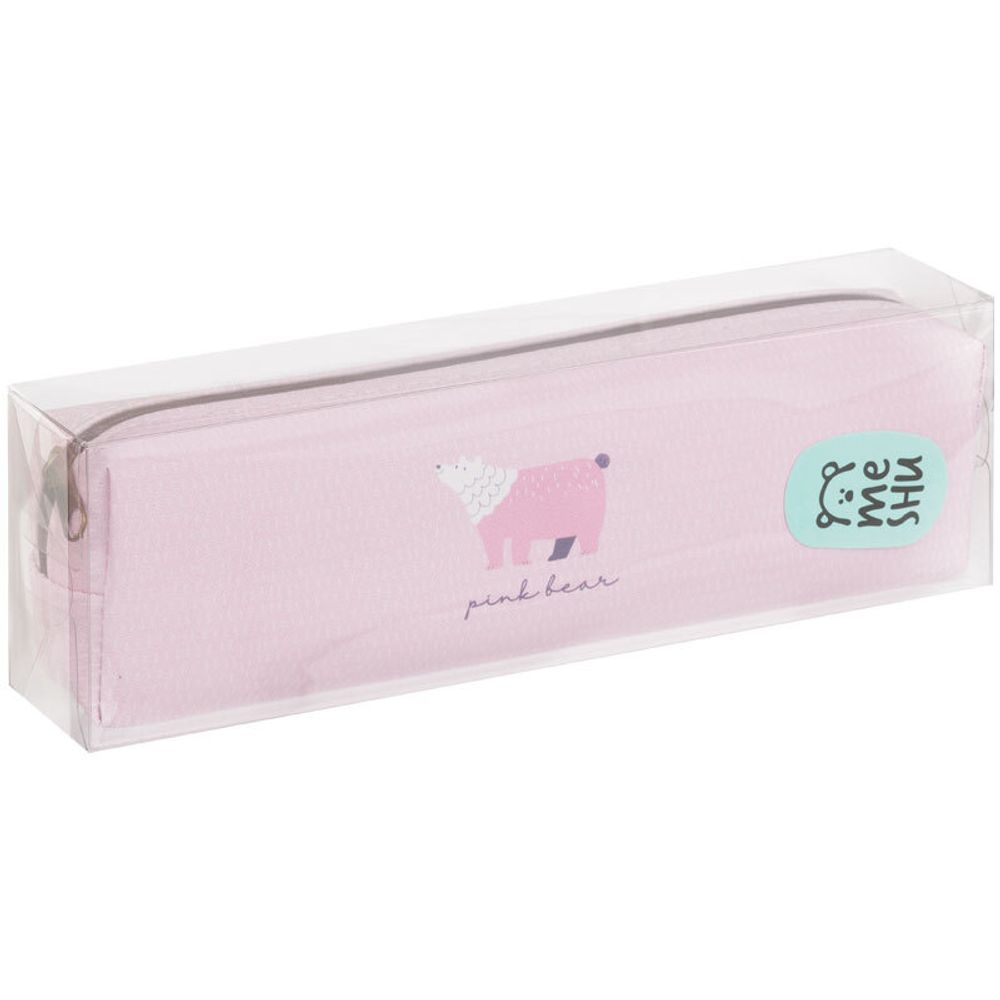 Пенал мягкий, 200*55*40 MESHU "Pink bear", искусственная кожа