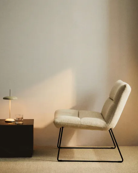 Лаунж-кресло Asen, бежевый шенилл, черные ножки