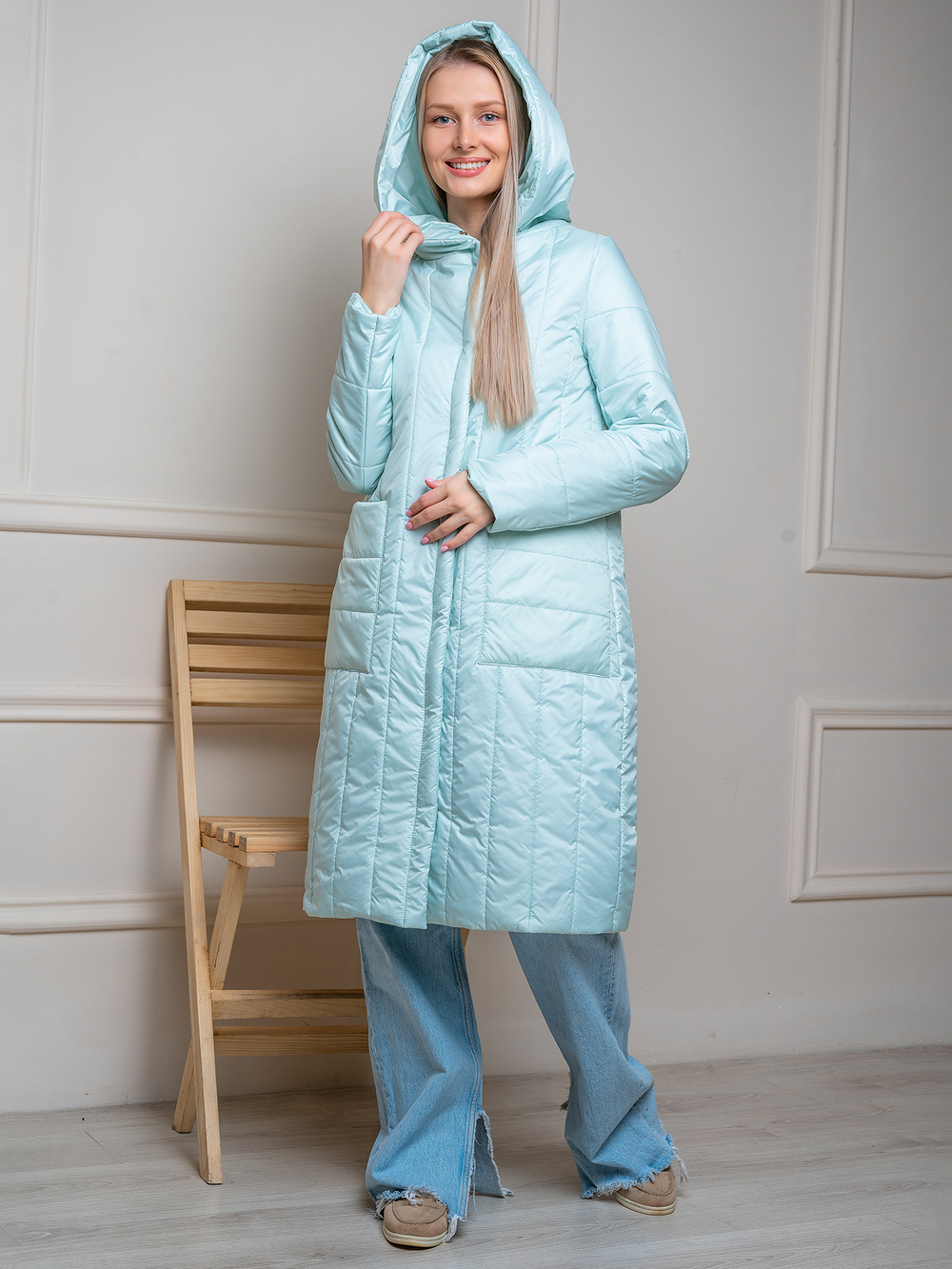 Пальто женское "Голд" мята