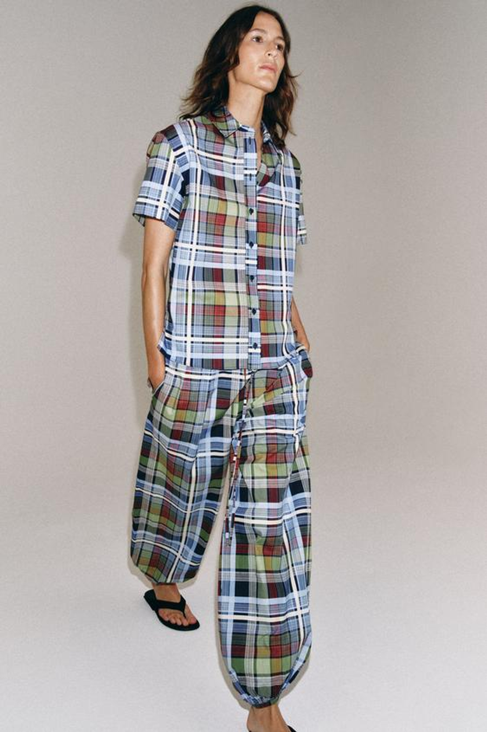 ZARA БРЮКИ-БАГГИ В КЛЕТКУ — ZW COLLECTION, РАЗНОЦВЕТНЫЙ