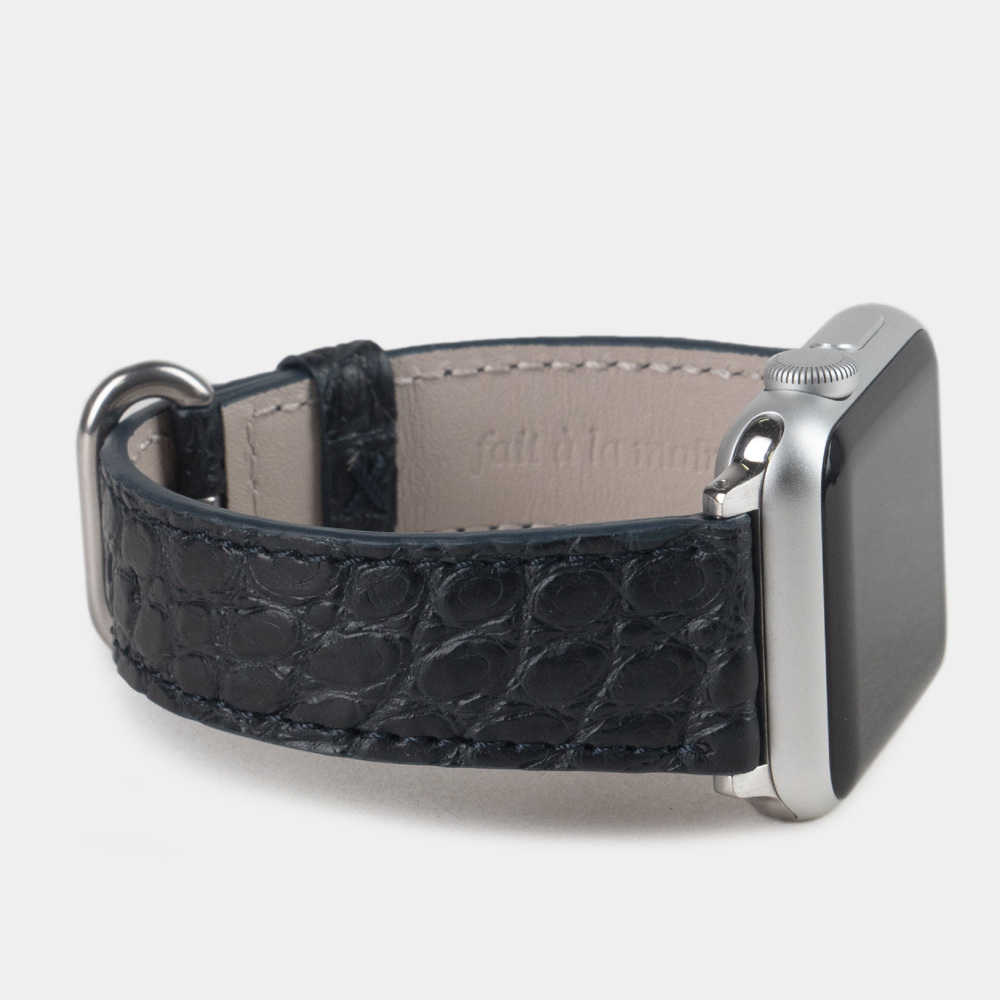 Ремешок для Apple Watch 40/41/42 mm из кожи аллигатора,темно-синего цвета