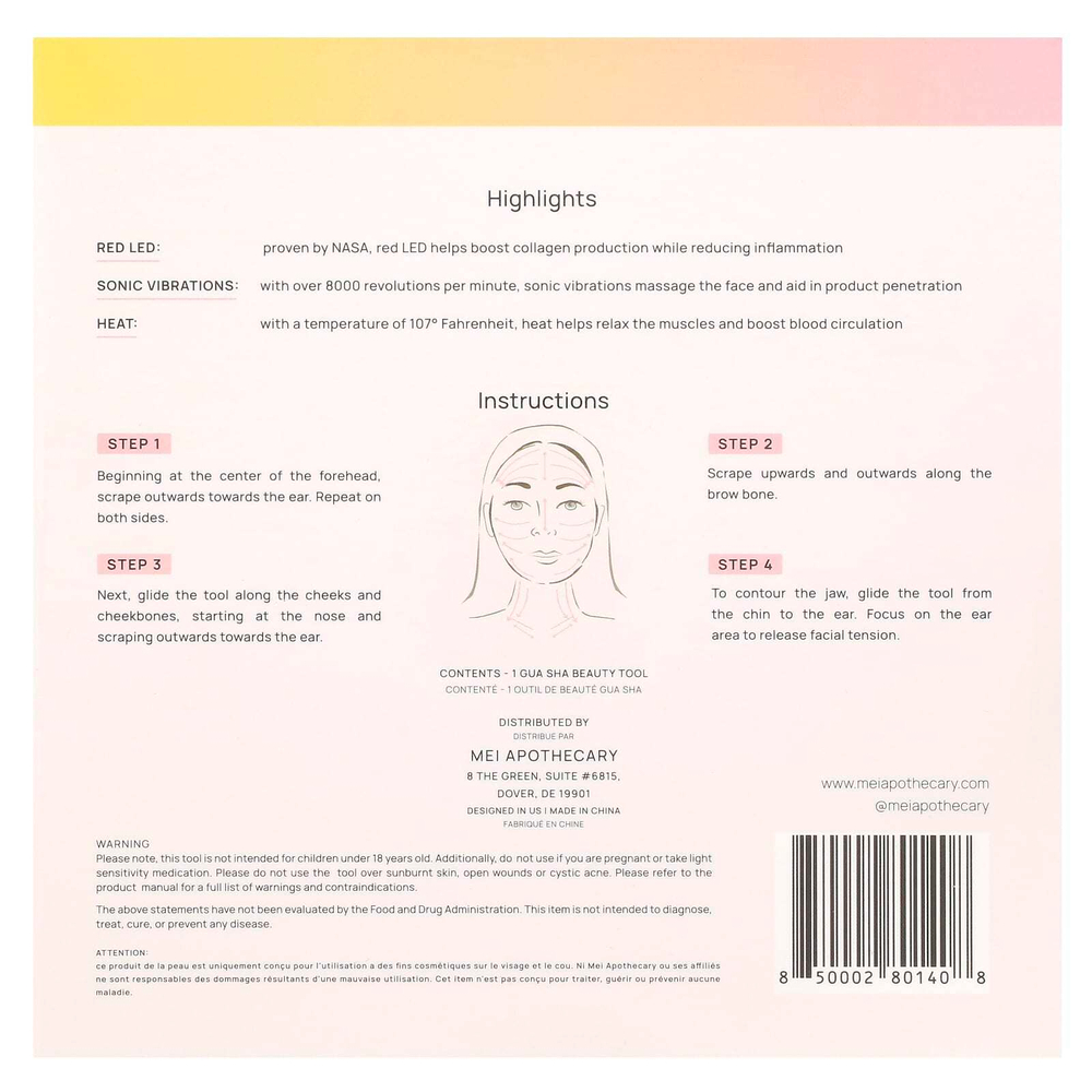 Mei Apothecary, Triple Threat, средство для красоты со светодиодной подсветкой, гуа-ша, 1 шт.