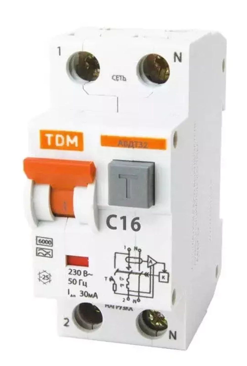 Выключатель дифференциального тока АВДТ 32 C16 30мА TDM SQ0202-0030
