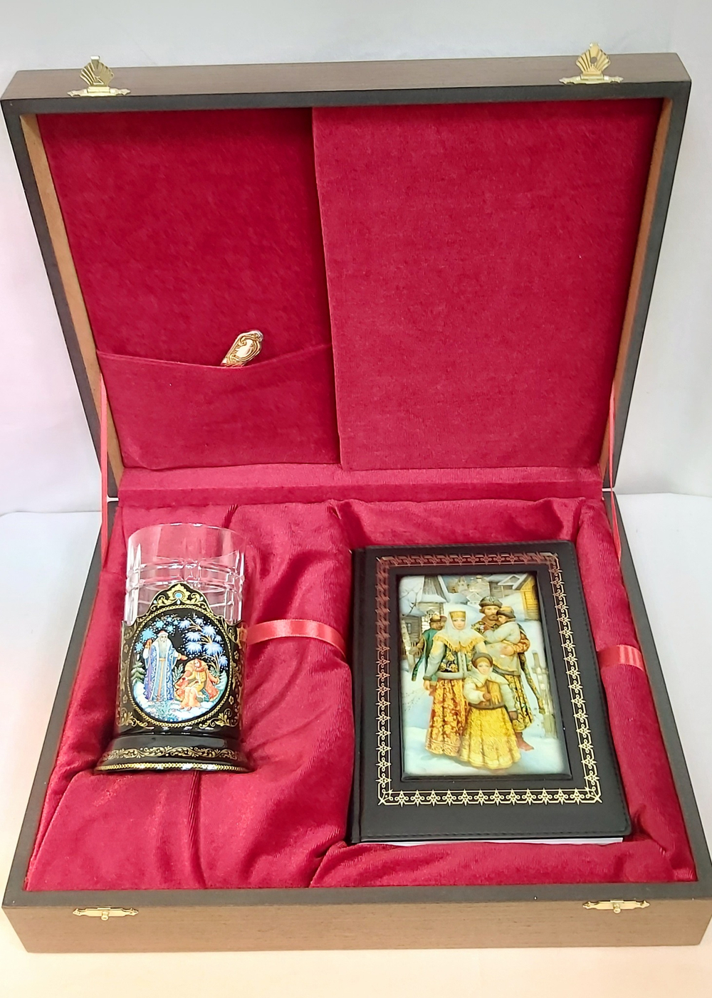 Чайный набор с ежедневником Морозко" (Ручная роспись Палех)