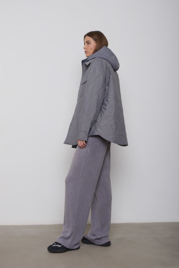 Куртка-рубашка стёганая AW015 серая - фото 2