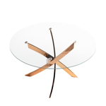 Круглый обеденный стол 1169 из стекла и стали цвета розового золота Ø110