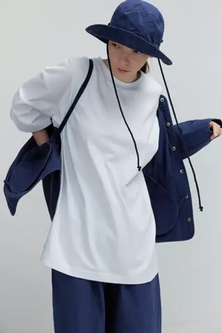 Стеганая куртка из синего вареного хлопка