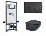Унитаз подвесной WeltWasser WW MERZBACH 10000014149 с крышкой микролифт, безободковый, смыв торнадо, в комплекте с инсталяцией, черный матовый