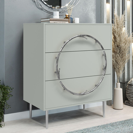 Комод Арт Колор matte Стайл Сильвер с 3 ящиками Серый дым матовый