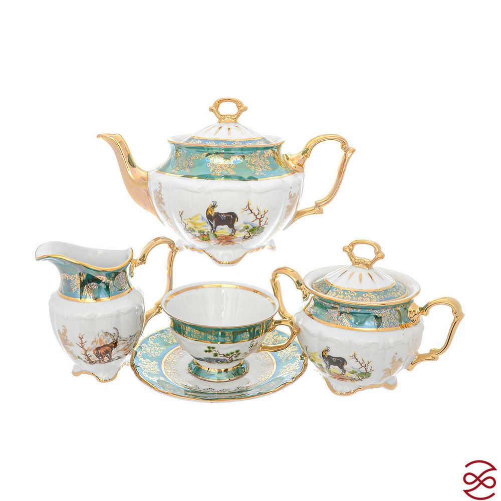 Чайный сервиз Repast Охота зеленая Мария-тереза 15 предметов на 6 персон