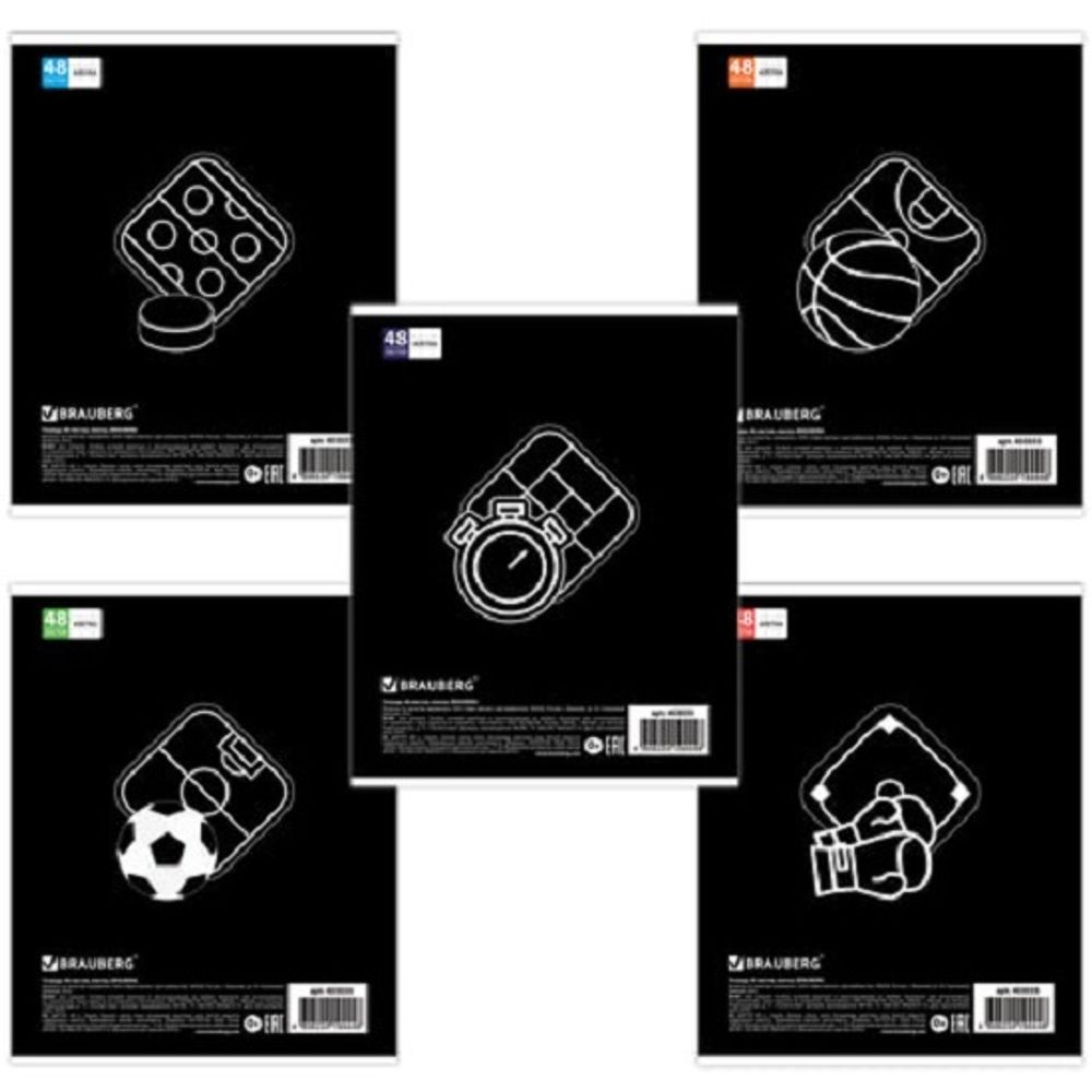 Тетрадь 48л, А5, клетка, Brauberg Спорт, 1шт.