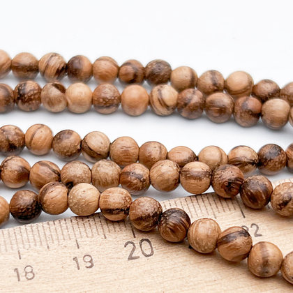 Деревянные бусины, шар, цвет орех, диаметр около 5,8-5,9 мм, цена за 33-34 шт (1/2 нити)