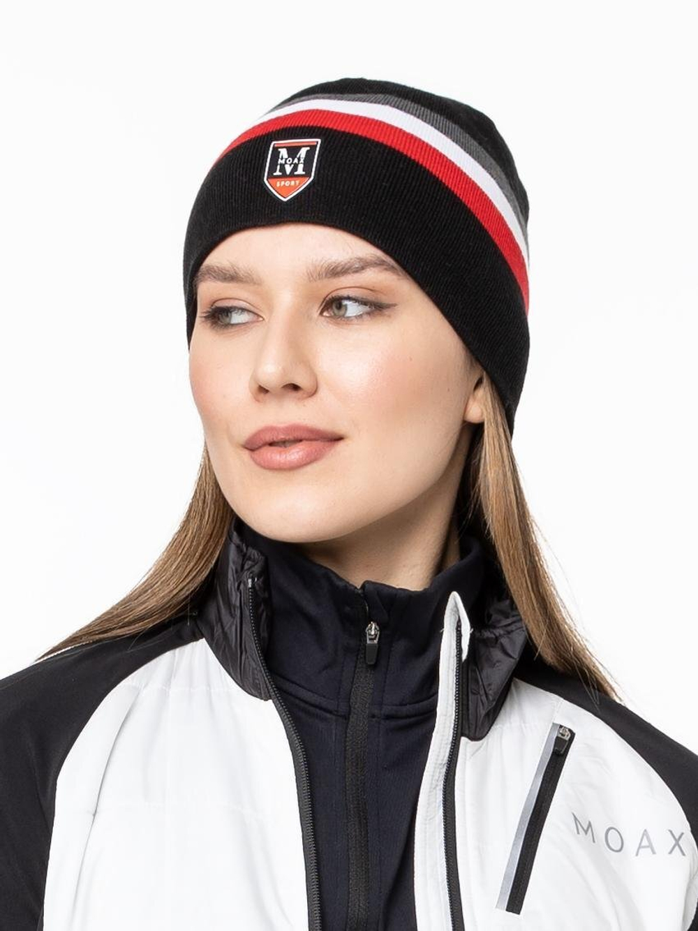 Шапка MOAX Tradition Sport stripe, черный/красный 23575-10010