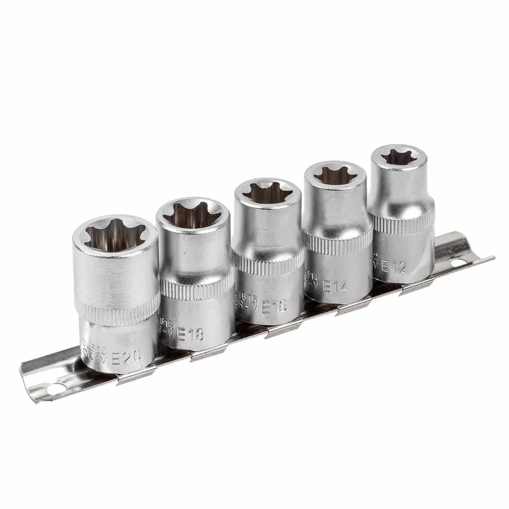 Набор головок Е-профиль 5пр. 1/2''(E12,E14,E16,E18,E20), на планке RockForce##Rock FORCE RF-4053