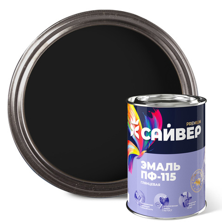 САЙВЕР  Эмаль ПФ-115 Черная 0,8кг ГОСТ 6465-76