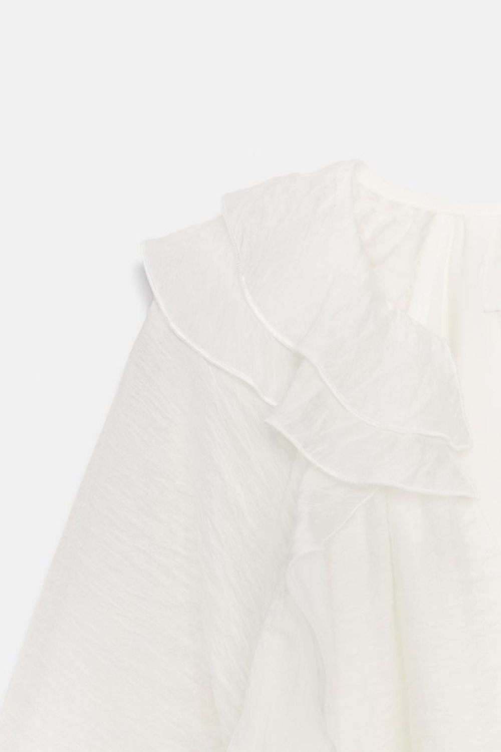 ZARA БЛУЗА С ВОЛАНАМИ И СБОРКАМИ, БЕЛЫЙ