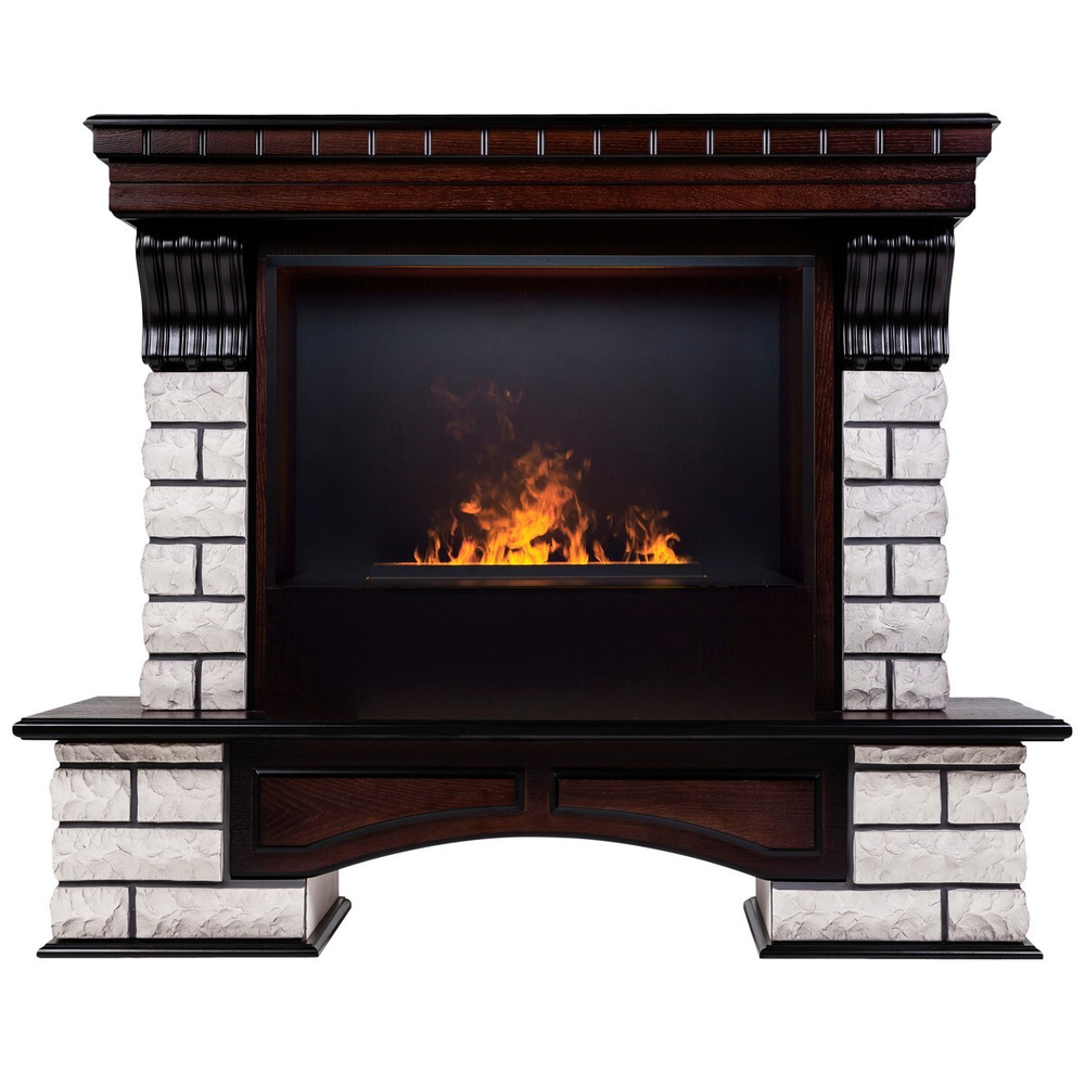 Электрокамин RealFlame Country Rock 26 AO античный дуб с очагом 3D Cassette 630 Black Panel