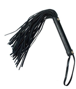 Чёрный флоггер с плетеной рукоятью - 38 см. (Цвет: черный)