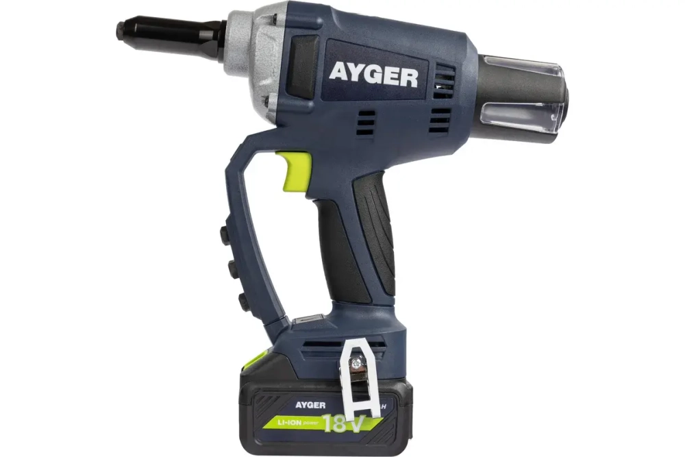 Заклёпочник аккумуляторный AYGER с одним аккумулятором 4Ah AP100