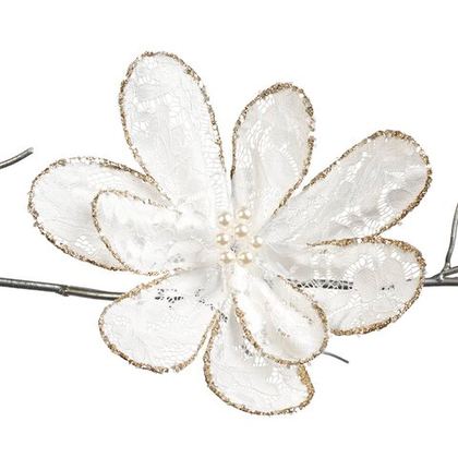 Магнолия LACE/PEARL FLOWER ON CLIP WH Goodwill Белый