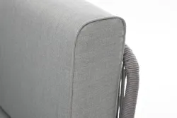 "Канны" угловой модуль плетеный из роупа, каркас алюминий белый шагрень, роуп светло-серый круглый, ткань светло-серая