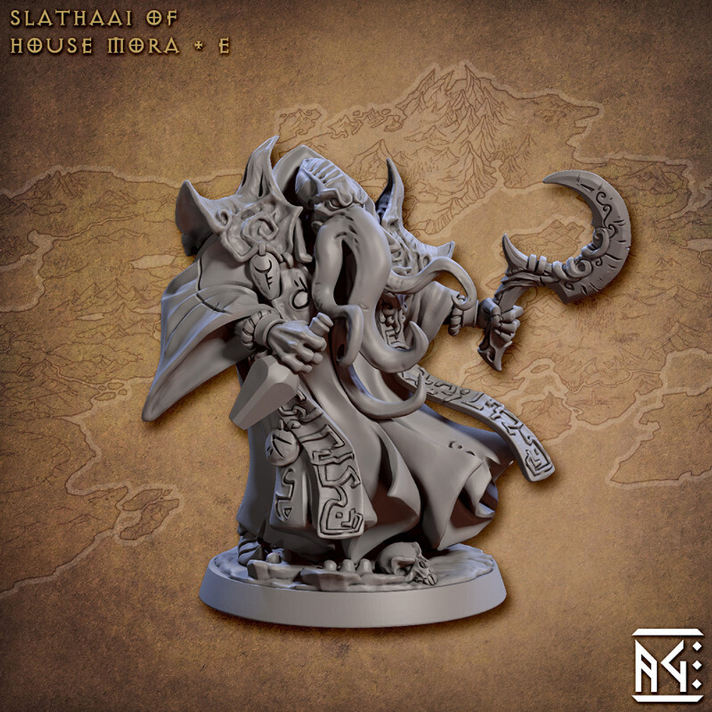 Иллитид mind flayer Illithid Свежеватель разума Некромант Волшебник Маг Колдун миниатюра для dnd, днд, pathfinder, фентези, Настольная игра, НРИ, Варгейм, РПГ