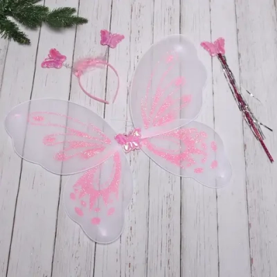 Карнавальный набор (крылья, ободок, палочка) «Фея Романтика» (крылья 42*48 см), Белый/розовый