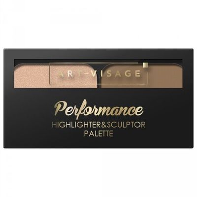 Палетка хайлайтер и скульптор c зеркалом ART-VISAGE Perfomance Highlighter & Sculptor Palette - 01