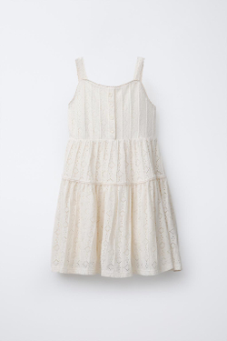 ZARA ПЛАТЬЕ С ВЫШИВКОЙ, ЭКРЮ