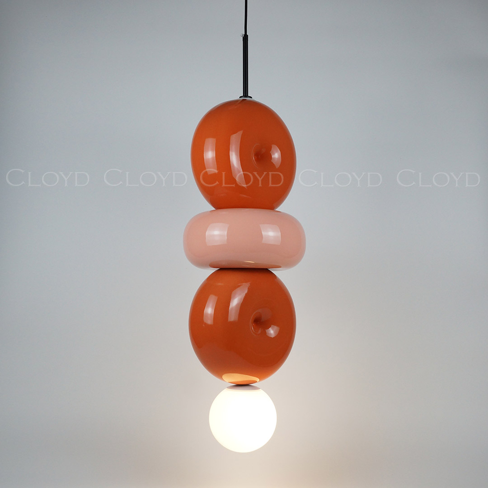 Подвесной светильник Cloyd MOGOTON P1 / Ø25 см - черный - оранж. и розов. керамика (арт.11898)