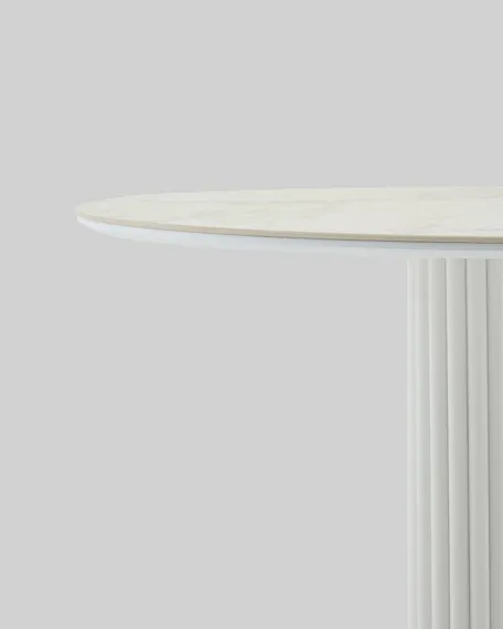 Стол Terano Ø90 см, белая матовая керамика, белая ножка