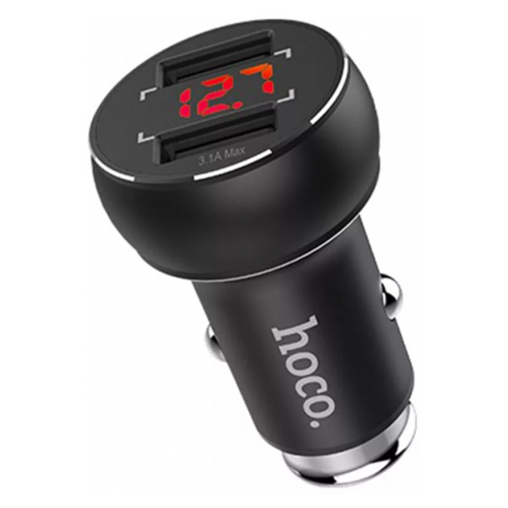 Автомобильное зарядное устройство USB Hoco Z22 (3.1A, 2 порта, с дисплеем) Черный