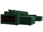 Диван П-образный Дубай полки слева, Зеленый, Велюр, 110609