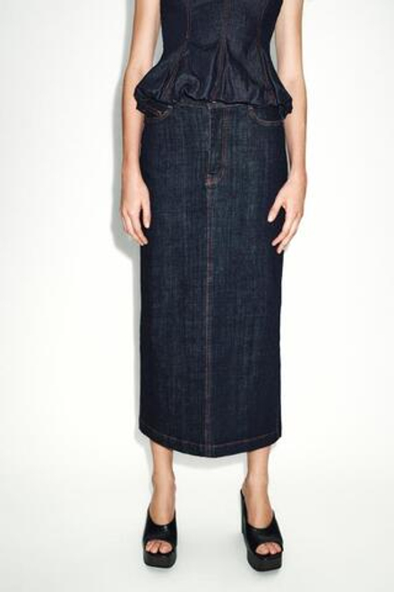 ZARA ДЖИНСОВАЯ ЮБКА МИДИ Z1975, СИНИЙ