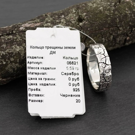 Кольцо поверхность земли из Серебра 925 пробы