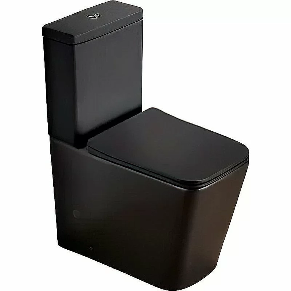 Унитаз напольный SantiLine SL-5017MB безободковый, с бачком, с крышкой микролифт, черный матовый