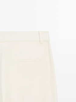 Massimo Dutti Прямые струящиеся брюки, кремовый
